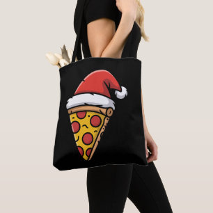 Tote Bag Tranche de pizza de Noël Chapeau du Père Noël Pepp