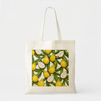Tote Bag Tranches de Fruit du Dragon Jaune Motif Tropical