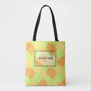 Tote Bag Tranches d'orange, citron, chaux personnalisée