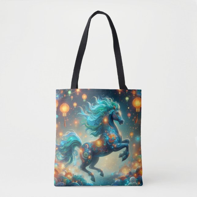 Tote Bag Transformative Teal Horse (Devant)