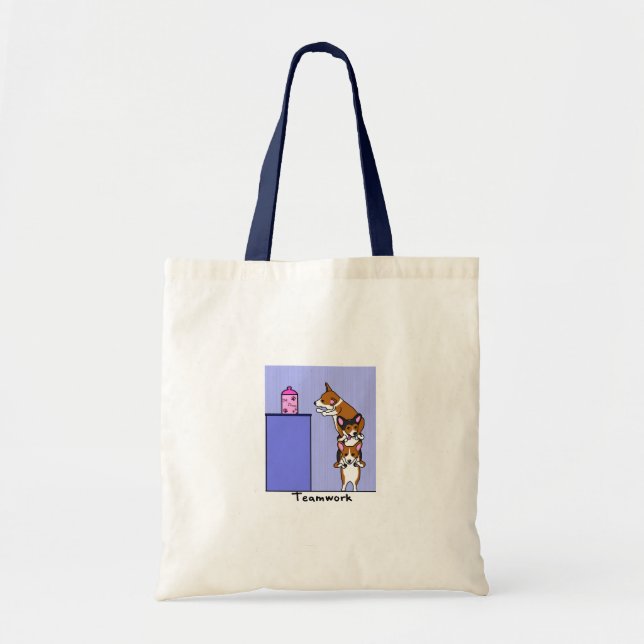 Tote Bag Travail d'équipe de corgi (Devant)