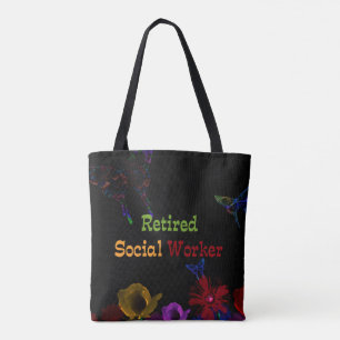 Tote Bag Travailleur social à la retraite, conception flora