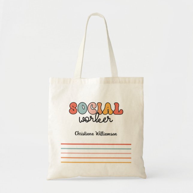 Tote Bag Travailleur social rétro personnalisé (Devant)