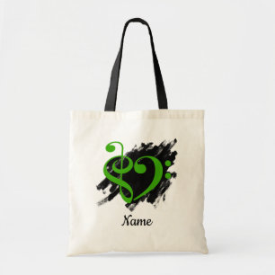 Tote Bag Treble Clef Bass Clef Music Coeur Customisé