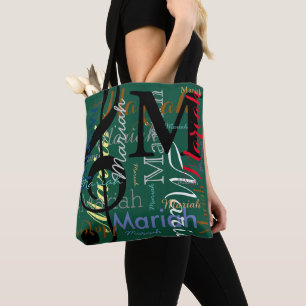 Tote Bag Treble Clef Note Musique Monogramme et noms sur Gr