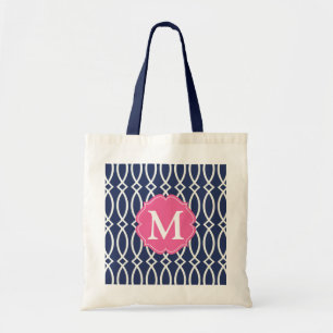 Tote Bag Treillis moderne élégant de bleu marine décoré