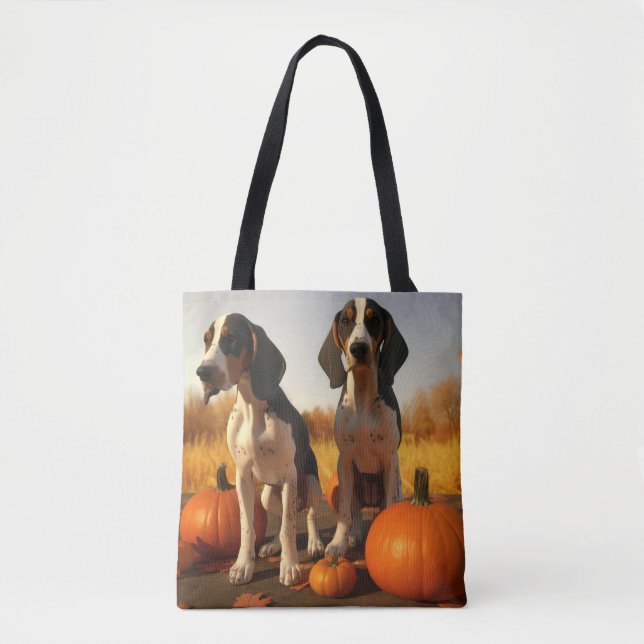 Tote Bag Trek Walker Coonhound Chiot Citrouille d'automne (Devant)