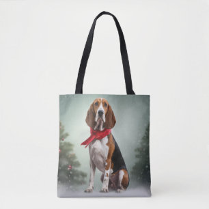 Tote Bag Trek Walker Coonhound Dog en Noël de neige