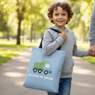 Tote Bag Trendy Blue Minimalist Dump Truck Big Dreams Canva
