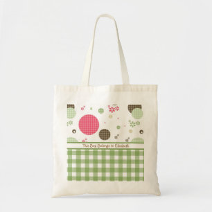 Tote Bag Trendy Cute En vichy Pois Avec Nom