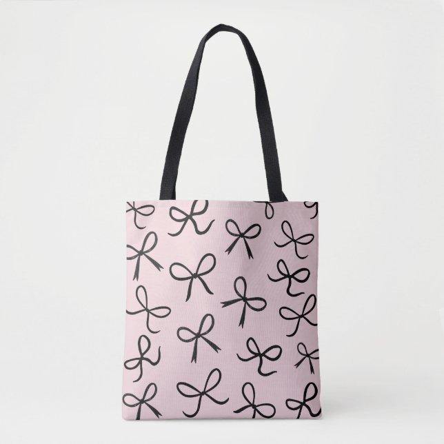 Tote Bag Trendy Cute Little Black Bows Rose (Devant)