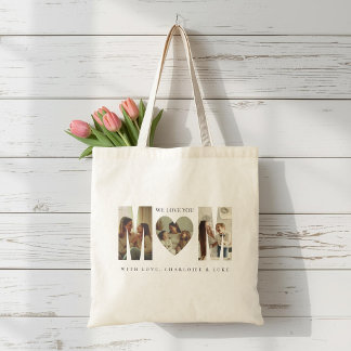 Tote Bag Trendy Personalized Photo WE LOVE YOU Mom