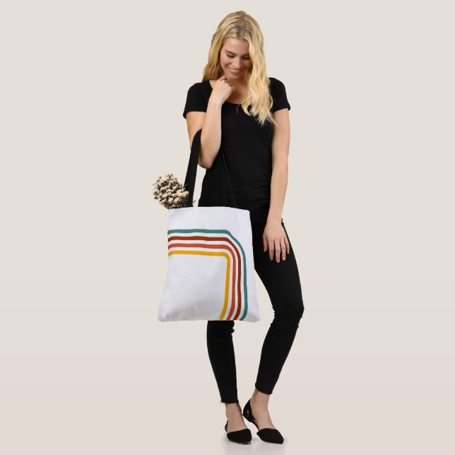 Tote Bag Trendy Retro Rainbow Stripes Fourre-tout (Sur le modèle)