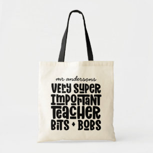 Tote Bag Très important enseignant typographie moderne cade
