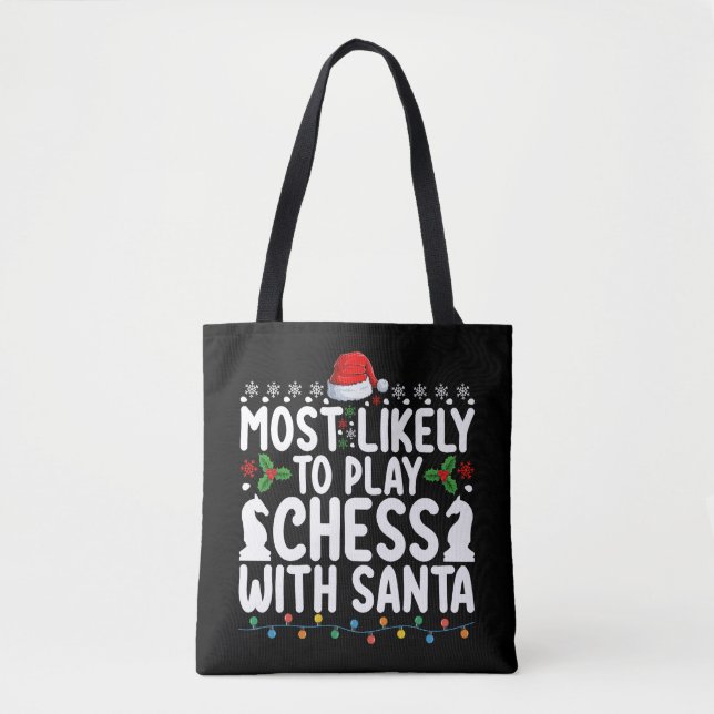 Tote Bag Très Probable De Jouer Aux Échecs Avec Père Noël C (Devant)