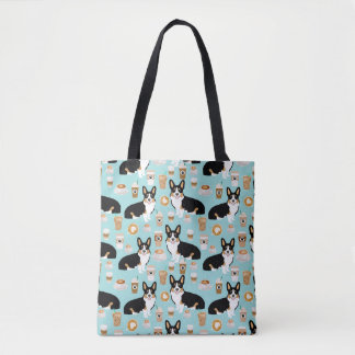 Tote Bag Tri café de corgi - bleu
