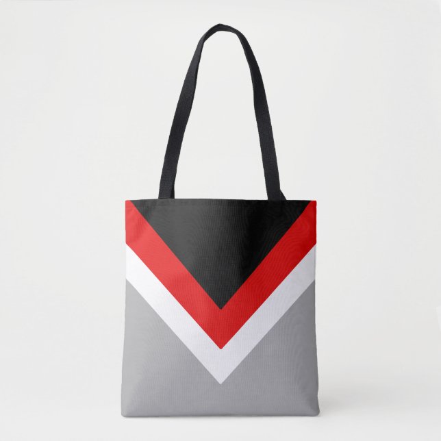 Tote Bag Triangles Abstraits modernes, noirs, rouges, blanc (Devant)