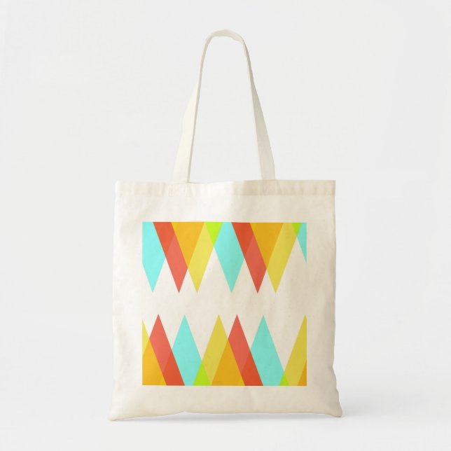 Tote Bag Triangles jaunes, rouges et bleus cadets (Devant)