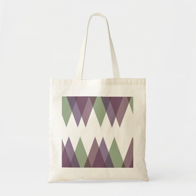 Tote Bag Triangles mauve et vert (Devant)