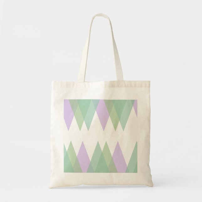 Tote Bag Triangles vert et lilas (Devant)