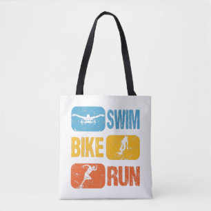 Tote Bag Triathlon vintage - Course à vélo de natation