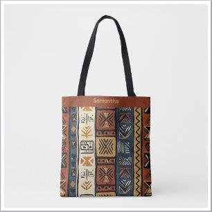 Tote Bag Tribal Ethnique Brun Or & Vert