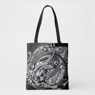 TOTE BAG TRIBAL POLYNÉSIEN HIBISQUE