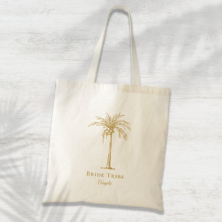 Tote Bag Tribe de mariée Gold Tropical Palm Tree personnali
