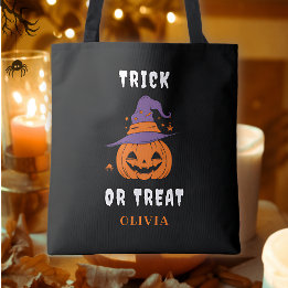 Tote Bag Trick Or Treat Nom Citrouille Halloween Personnali