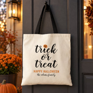 Tote Bag Trick or Treat Nom de Famille Naturel Halloween