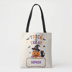 Tote Bag Trick or Treat Orange Halloween Personnalisé