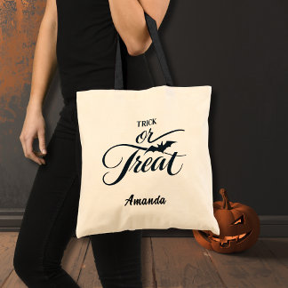 Tote Bag Trick or Treat personnalisé avec chauve-souris Hal