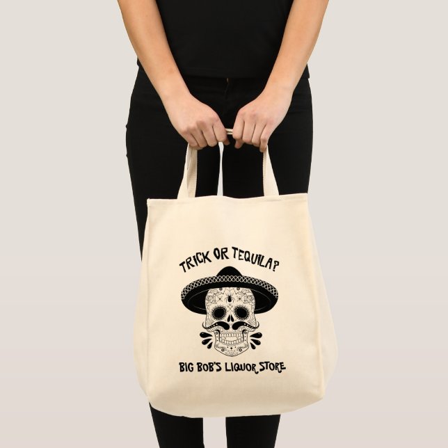 Tote Bag Trick ou Tequila Crâne à sucre Halloween Promo (Devant (produit))
