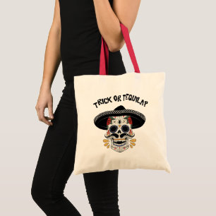 Tote Bag Trick ou Tequila Sugar Skull Halloween Cadeau