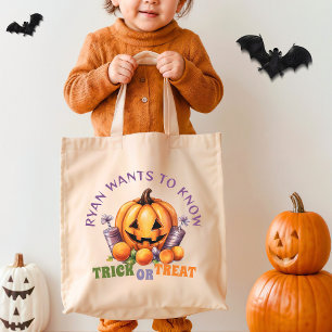Tote Bag Trick ou traitement personnalisé Citrouille amusan