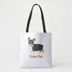 Tote Bag Tricolore noir mignon Pembroke Corgi papa Amoureux