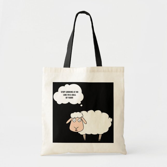 Tote Bag Tricot Crochet Drôle Moutons Graphique Boule de Fi (Devant)