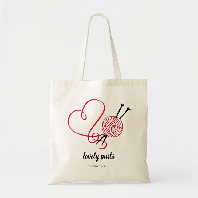 Tote Bag Tricot crochet fil boule logo personnalisé nom (Devant)