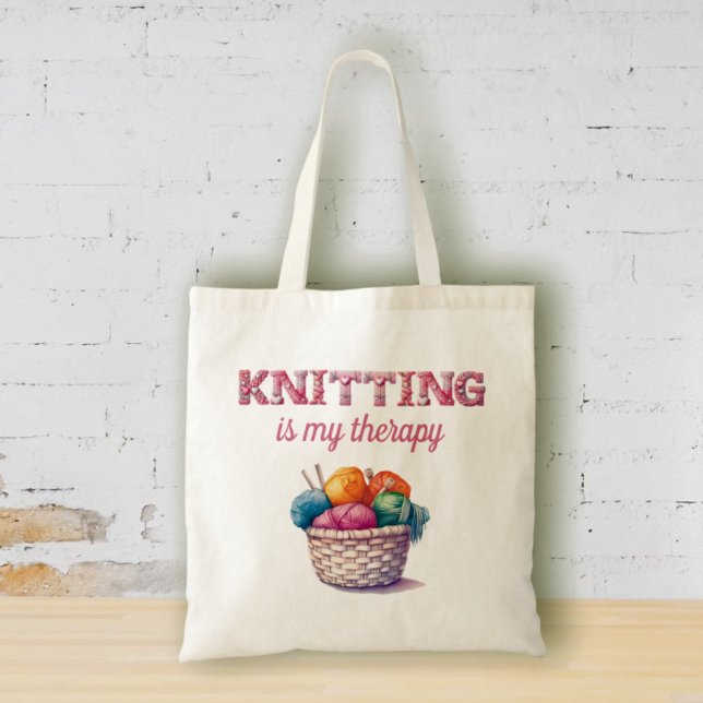 Tote Bag Tricot est ma thérapie (Créateur téléchargé)