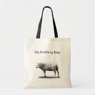 Tote Bag Tricot Fourre-tout : Dessin des moutons au crayon