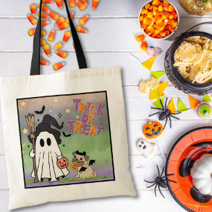 Tote Bag Tricoter ou traiter Fourre-tout avec le fantôme et
