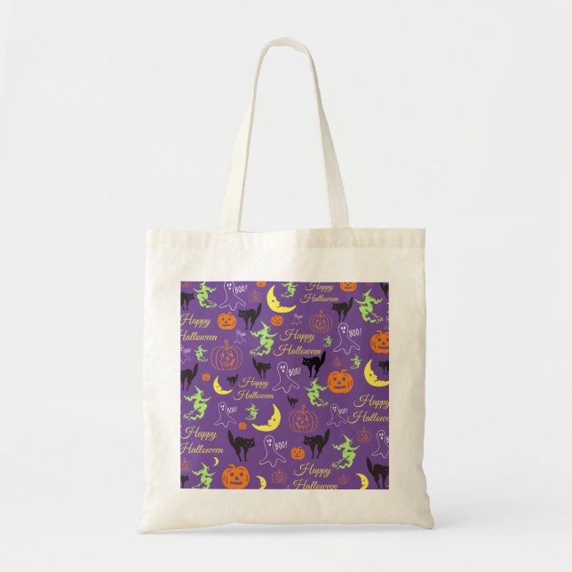 Tote Bag Tricoter ou traiter le Motif d'Halloween (Devant)
