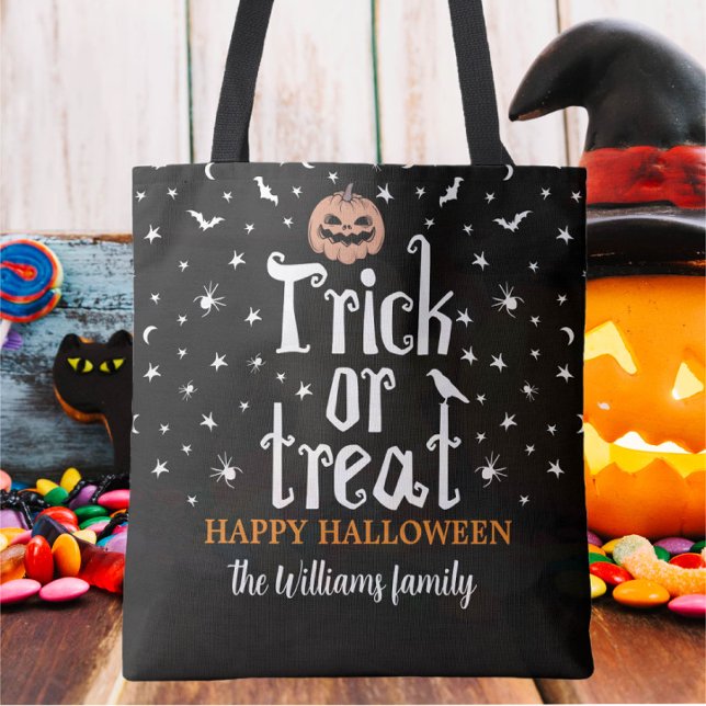 Tote Bag Tricoter ou traiter Nom personnalisé Bonbons d'Hal (Créateur téléchargé)
