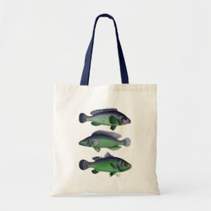Tote Bag Trio bleu et vert de poissons