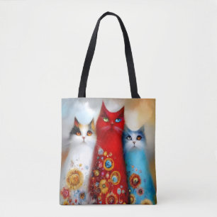 Tote Bag Trio Fantaisiste de Chats