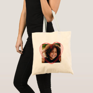 Tote Bag Triple cœur rouge et photo personnalisée