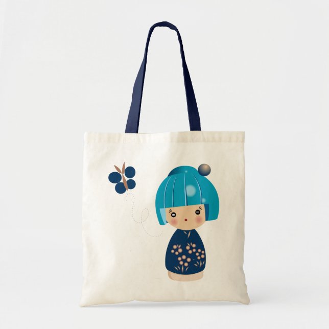 Tote Bag Triplet bleu Fourre-tout de Kokeshi (Devant)