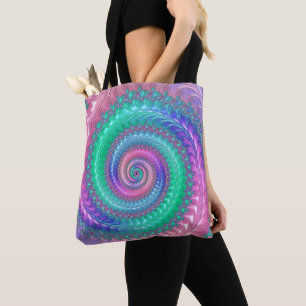 Tote Bag Trippy funky coloré spirale fractale ton de bijou