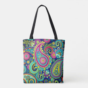 Tote Bag Trippy Hippy Retro Paisley