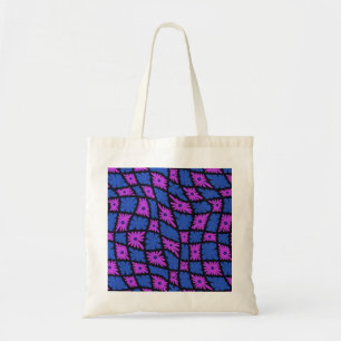 Tote Bag Trippy super 60s Flower Checks bleu rose